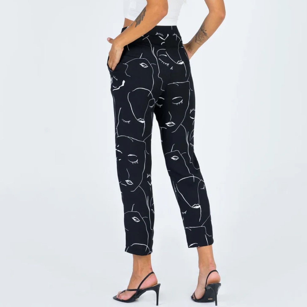 Princess Polly Zavia Pants Trousers with Printed Silhouette Faces, Size 2 - Picture 2 of 12